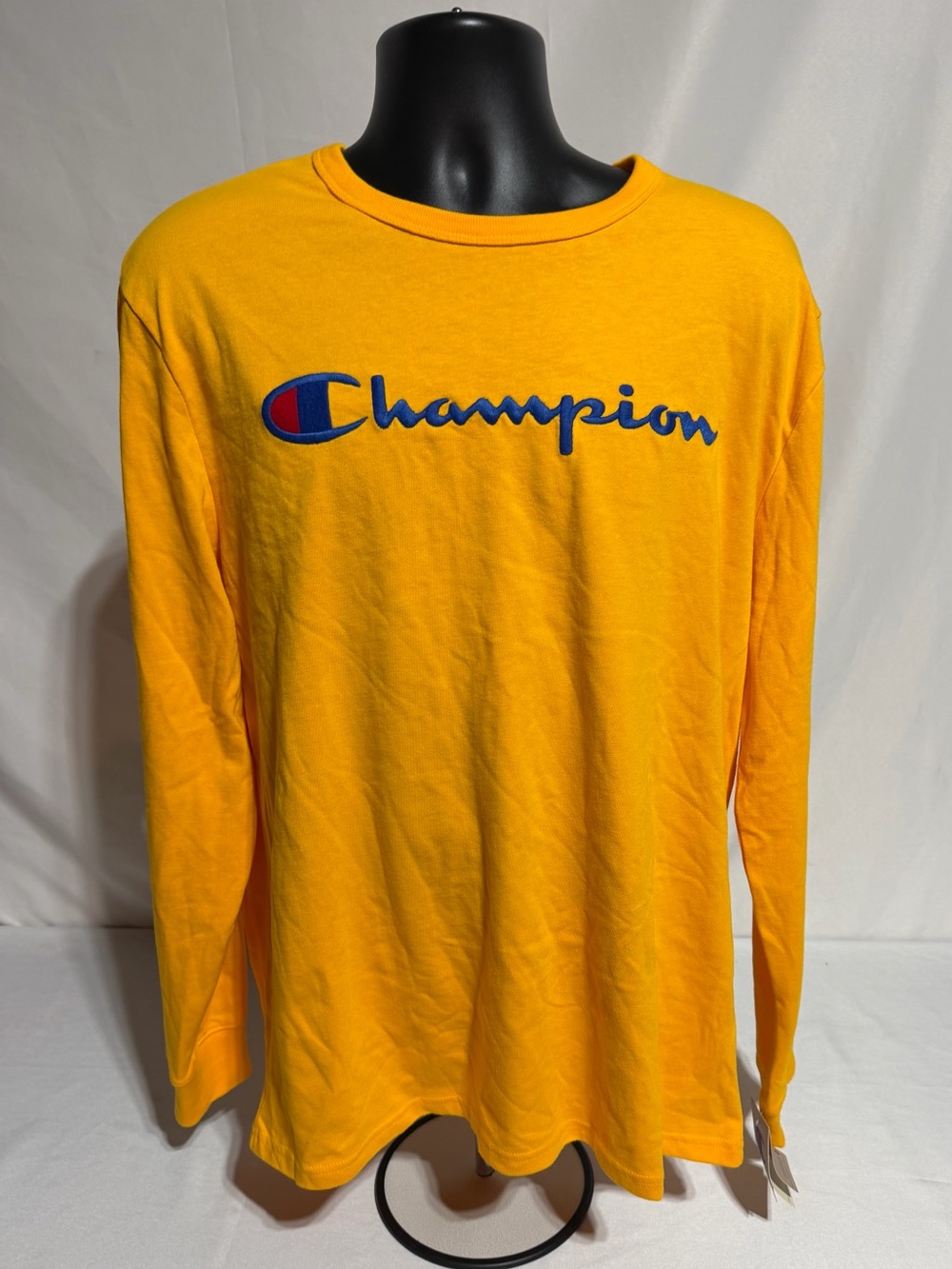 Champion Heritage Tee Gold Long Sleeve Crew Logo NWT Men's Large